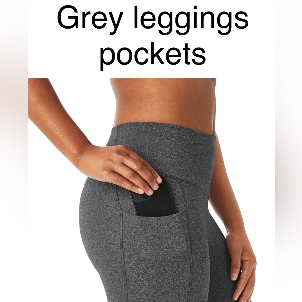 Ladies grey Members Mark pocket leggings size  large gray with pockets Newss